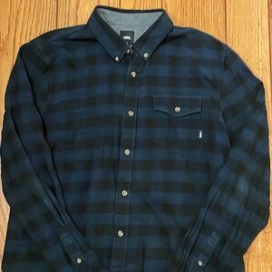 Vans Men's Dark Blue & Black Plaid Tailored Shirt
